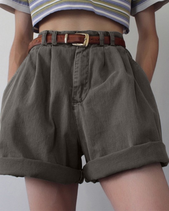 Retro high waisted workwear shorts HF3007-02-02