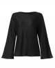 Women Autumn Knitted Bell Sleeve Casual Pullover Sweaters