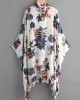 Women Summer Floral Print Loose Long Sleeve Irregular Hem Cardigans